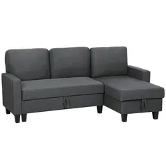 HOMCOM Three-Seater Storage Sofa Bed -  Charcoal Grey - 1