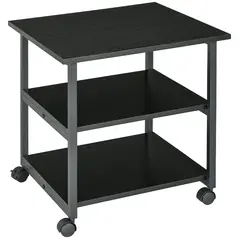 HOMCOM Three-Tier Steel Printer Stand, with Wheels - Black - 1