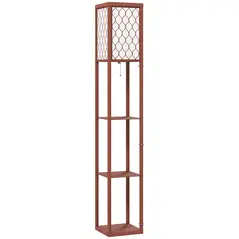 HOMCOM Three-Shelf Standing Lamp - Brown/White - 1