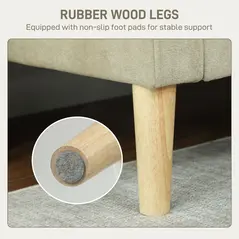 HOMCOM Two-Seater Velvet-Feel Sofa - Beige - 6