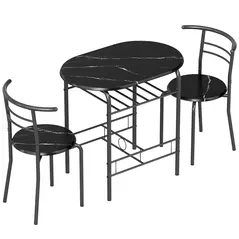 HOMCOM Three-Piece Compact Dining Set - Black - 1