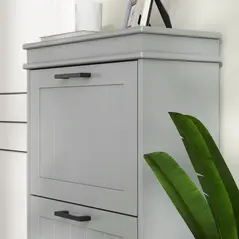 HOMCOM Three-Drawer Minimalistic Shoe Cabinet - Grey - 9