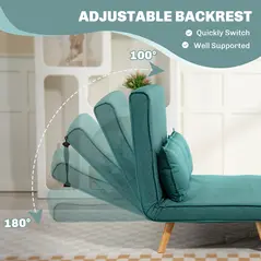 HOMCOM Two-Seater Linen-Look Sofa Bed - Green - 5