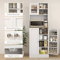 HOMCOM Two-Part Kitchen Storage Cabinet - White - 7