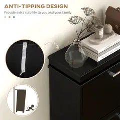 HOMCOM Three-Drawer Minimalistic Shoe Cabinet - Black - 7