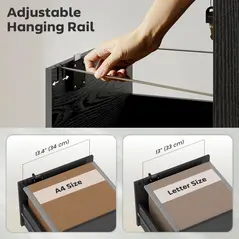 HOMCOM Three Drawer Wood-Effect Filing Cabinet - Black - 5