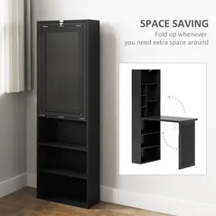 HOMCOM Three-Part Work Desk, with Storage and Chalkboard - Black - 4