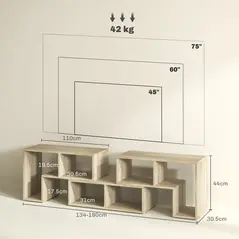 HOMCOM Three-Block Modular TV Stand - Grey Wood-Effect - 3