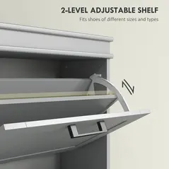 HOMCOM Three-Drawer Minimalistic Shoe Cabinet - Grey - 5