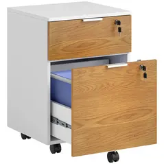 HOMCOM Two-Drawer Lockable Filing Cabinet - Wood Effect - 1