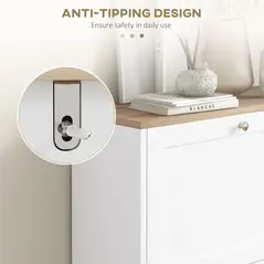 HOMCOM Two Flip Drawer Shoe Cabinet - White - 7