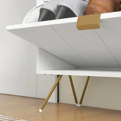 HOMCOM Two Flip Drawer Narrow Shoe Cabinet - White - 9