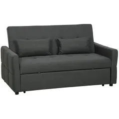 HOMCOM Three-Way Two-Seater Sofa Bed - Charcoal Grey - 1