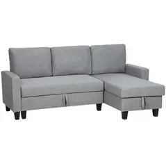 HOMCOM Three-Seater Storage Sofa Bed - Grey - 1