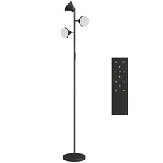 HOMCOM Three-Lamp Multi-Adjustable Floor Light - Black - 1
