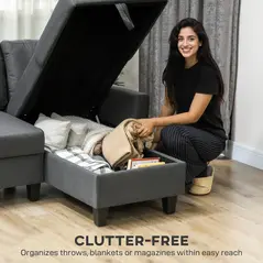 HOMCOM Three-Seater Storage Sofa Bed -  Charcoal Grey - 6