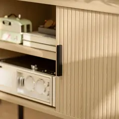 HOMCOM TV Stand Cabinet for TVs up to 55 Inches, TV Unit with Storage Shelves and Cupboard for Living Room, Oak Tone - 9