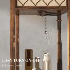 HOMCOM Three-Shelf Standing Lamp - Rustic Brown/White - 5