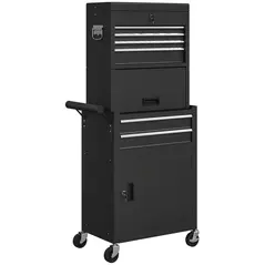 HOMCOM Three-Part Steel Locking Tool Chest - Black - 1