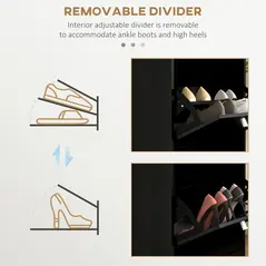 HOMCOM Three-Drawer Minimalistic Shoe Cabinet - Black - 6