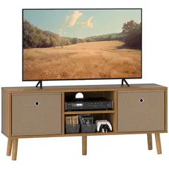 HOMCOM TV Cabinet Stand Unit for TVs up to 50'' with Foldable Drawers, Entertainment Centre for Living Room Brown - 1