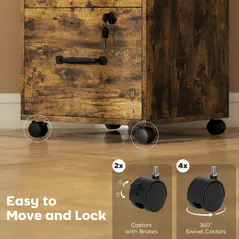 HOMCOM Three Drawer Wood-Effect Filing Cabinet - Rustic Brown - 8