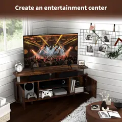 HOMCOM TV Unit Cabinet for TVs up to 55 Inches with Storage Shelves and Cupboard, Entertainment Centre for Living Room, Rustic Brown - 7