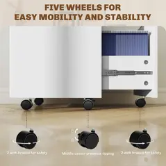 HOMCOM Two-Drawer Lockable Filing Cabinet - White - 7