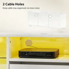 HOMCOM TV Stand Cabinet with LED Lights - High Gloss White - 7