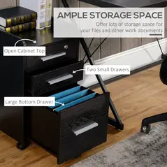 HOMCOM Three-Drawer Lockable Filing Cabinet - Black - 4