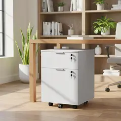 HOMCOM Two-Drawer Lockable Filing Cabinet - White - 9
