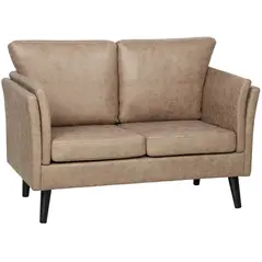HOMCOM Two-Seater Leathaire Sofa - Light Brown - 1