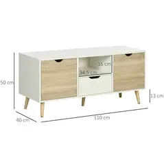 HOMCOM TV Unit Cabinet for TVs up to 50 Inches, TV Stand with Storage Cabinets and Drawer for Living Room and Bedroom, Natural - 3