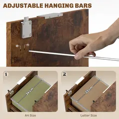 HOMCOM Two-Drawer Lockable Filing Cabinet - Black and Rustic Brown - 5