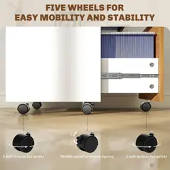 HOMCOM Two-Drawer Lockable Filing Cabinet - Wood Effect - 7