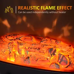 HOMCOM Tempered Glass Casing Electric Fireplace, Freestanding Electric Fire with Realistic Flame Effect, Log Burner with Overheat Protection, 950w/ 1850W, Black - 6