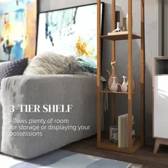 HOMCOM Three-Shelf Standing Lamp - Natural - 6