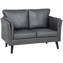 HOMCOM Two-Seater Leathaire Sofa - Grey - 1