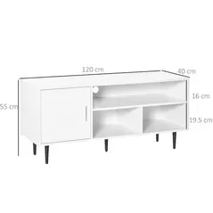 HOMCOM TV Stand Cabinet for TVs up to 60 Inches - White - 3
