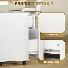 HOMCOM Two Drawer Lockable Filing Cabinet - White Wood Grain - 6