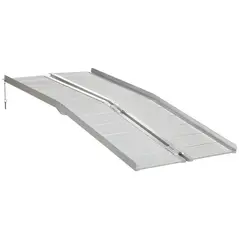 HOMCOM Textured Aluminum Folding Wheelchair Ramp, 183 x 72 cm Portable Threshold Ramp, for Scooter Steps Home Stairs Doorways - 1