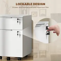 HOMCOM Two-Drawer Lockable Filing Cabinet - White - 6