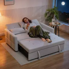 HOMCOM Three-Way Two-Seater Sofa Bed - Light Grey - 8