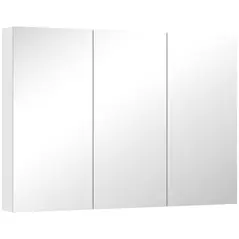 HOMCOM Three-Mirror Bathroom Storage Cabinet - White - 1