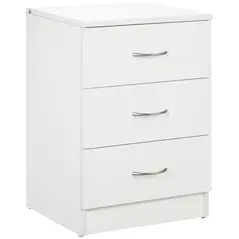 HOMCOM Three-Drawer Simple Bedside Table - White - 1
