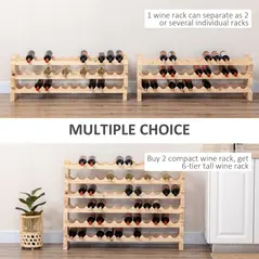 HOMCOM Three-Tier, 36 Bottle Wooden Wine Rack - Natural - 4