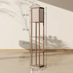 HOMCOM Three-Shelf Standing Lamp - Rustic Brown/White - 3