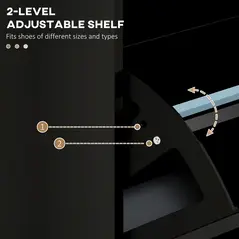 HOMCOM Three-Drawer Minimalistic Shoe Cabinet - Black - 5