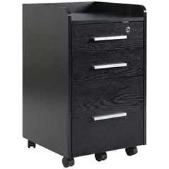 HOMCOM Three-Drawer Lockable Filing Cabinet - Black - 1