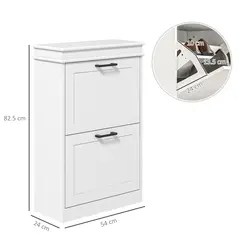 HOMCOM Two-Drawer Minimalistic 10-Shoe Cabinet - White - 3